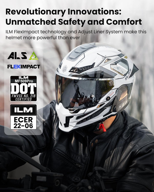 ILM MF509 Pro full face helmet, dual visor, Pinlock, DOT/ECE, cyborg gray.