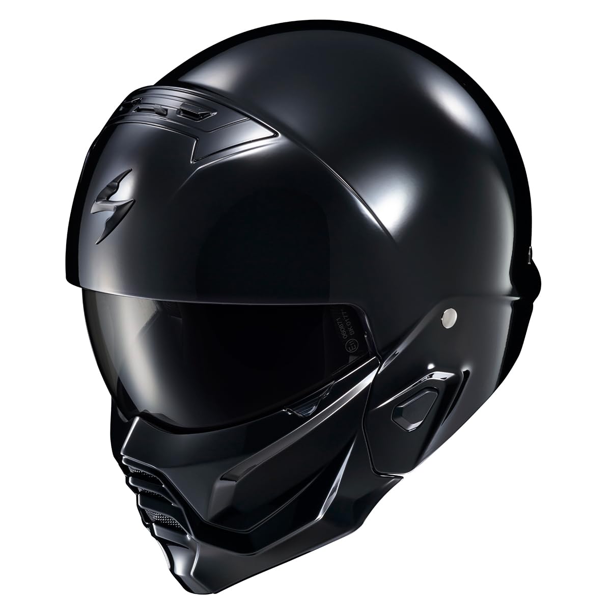 ScorpionEXO Covert 2 open face/3-4 mode helmet, Bluetooth ready, interchangeable mouth cover, gloss black.