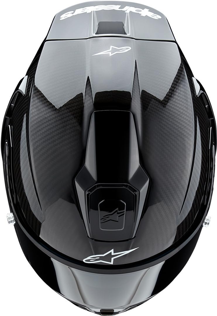 Alpinestars Supertech R10 carbon helmet, premium racing, CE certified, advanced ventilation.