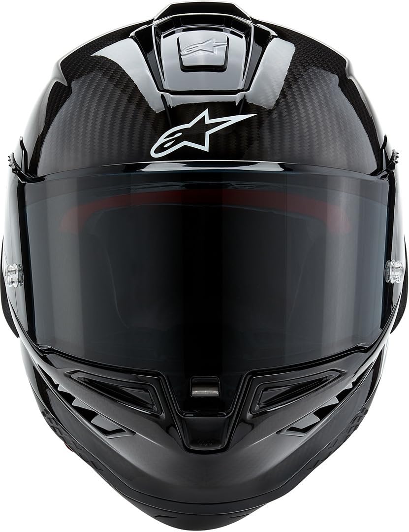 Alpinestars Supertech R10 carbon helmet, premium racing, CE certified, advanced ventilation.