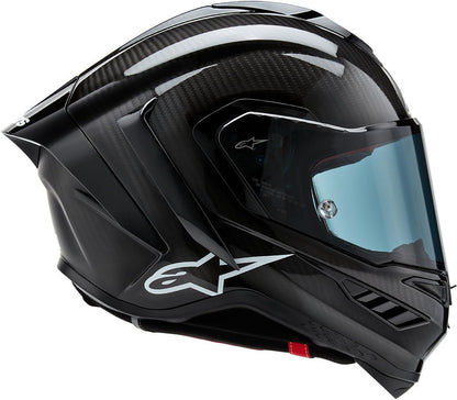 Alpinestars Supertech R10 carbon helmet, premium racing, CE certified, advanced ventilation.
