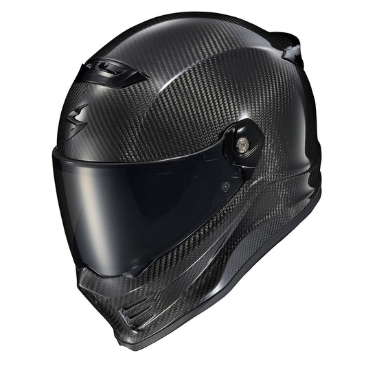 ScorpionEXO Covert FX carbon fiber full face helmet, street fighter style, DOT/ECE, gloss black.