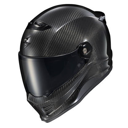 ScorpionEXO Covert FX carbon fiber full face helmet, street fighter style, DOT/ECE, gloss black.