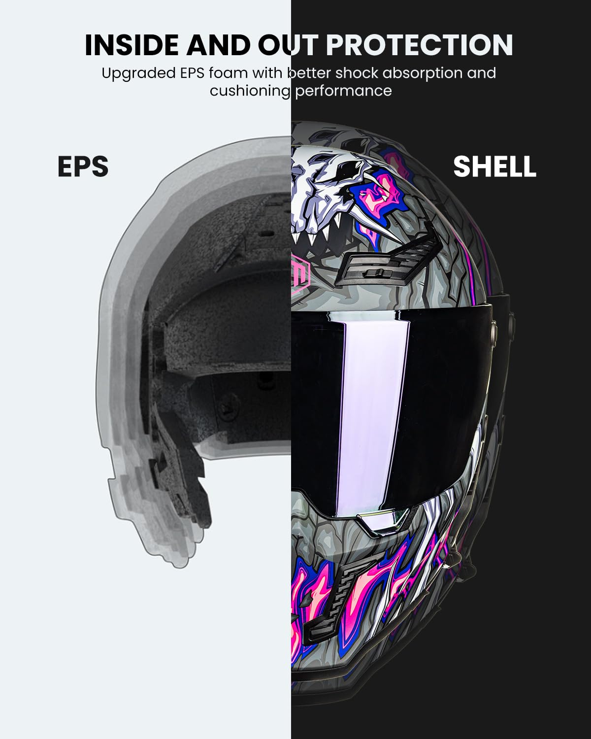 ILM MF509 Pro full face helmet, dual visor, Pinlock, DOT/ECE, cyborg gray.