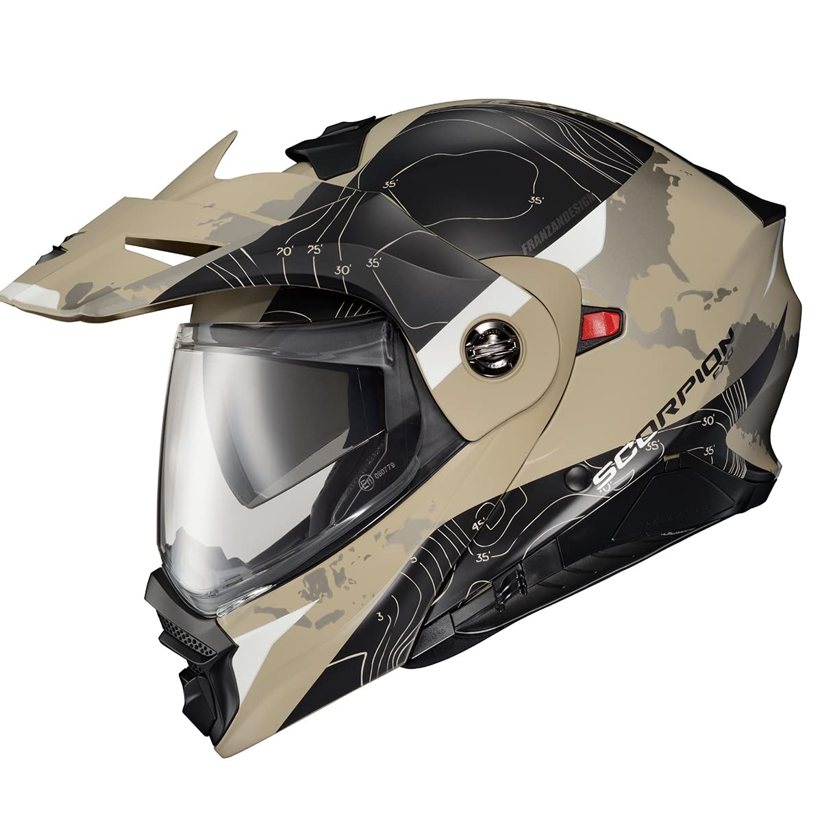 ScorpionEXO AT960 modular adventure helmet, Bluetooth ready, DOT/ECE, sand color.