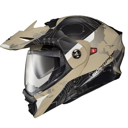 ScorpionEXO AT960 modular adventure helmet, Bluetooth ready, DOT/ECE, sand color.