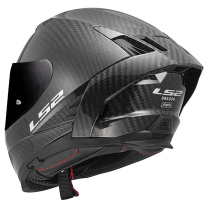 LS2 Helmets Dragon Carbon Full Face Motorcycle Helmet W/ SunShield (Gloss Black - Medium)