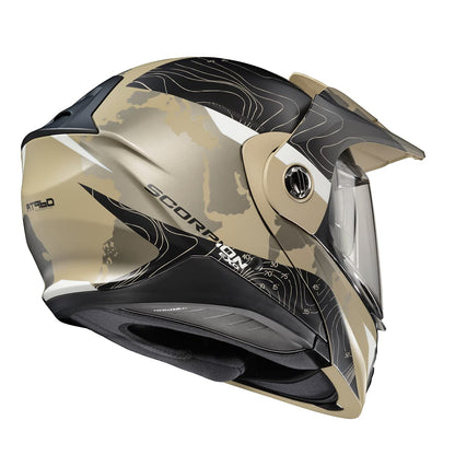 ScorpionEXO AT960 modular adventure helmet, Bluetooth ready, DOT/ECE, sand color.