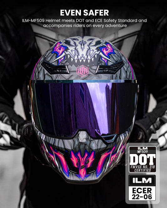 ILM MF509 Pro full face helmet, dual visor, Pinlock, DOT/ECE, cyborg gray.