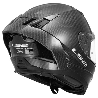 LS2 Helmets Dragon Carbon Full Face Motorcycle Helmet W/ SunShield (Gloss Black - Medium)