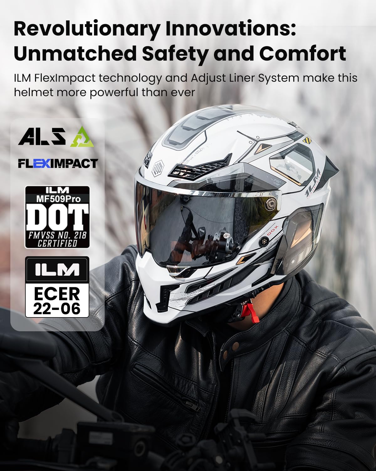 ILM MF509 Pro full face helmet, dual visor, Pinlock, DOT/ECE, cyborg gray.