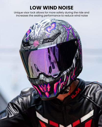 ILM MF509 Pro full face helmet, dual visor, Pinlock, DOT/ECE, cyborg gray.
